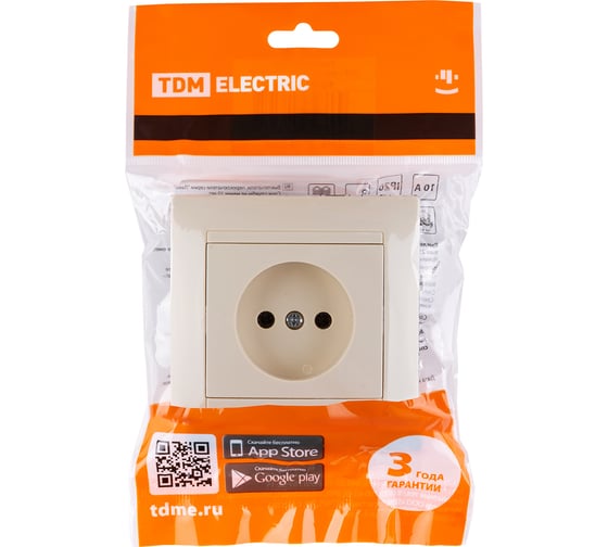 Розетка TDM ELECTRIC 2П 10А 250В слоновая кость Лама SQ1815-0122