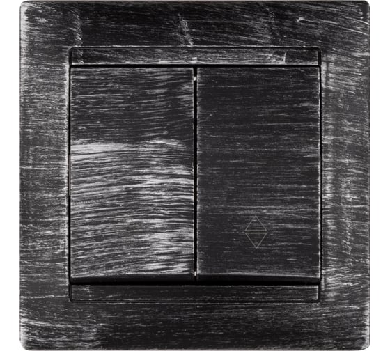 Выключатель на 2 направления 2 клавишный TDM ELECTRIC 10А, старинное серебро, серия "Лама" SQ1815-0649 1