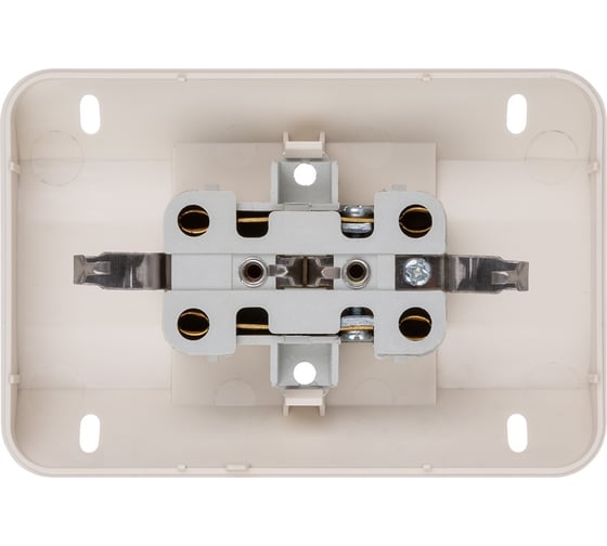 Двойная угловая розетка TDM ELECTRIC 2П+3 открытой установки с защитными шторками IP20 250В 16А слоновая кость "Ладога" SQ1801-0243