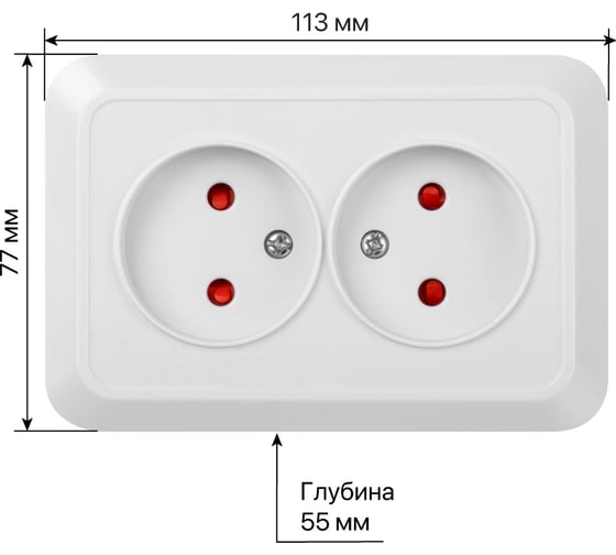 Двойная угловая розетка TDM ELECTRIC 2П открытой установки с защитными шторками IP20 250В 10А белая "Ладога" SQ1801-0022