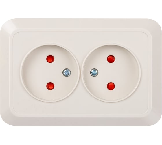 Двойная угловая розетка TDM ELECTRIC 2П открытой установки с защитными шторками IP20 250В 10А слолоная кость "Ладога" SQ1801-0242