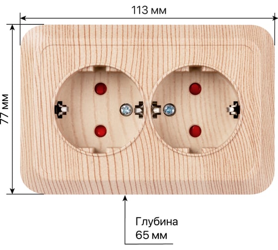 Двойная угловая розетка TDM ELECTRIC 2П+3 открытой установки с защитными шторками IP20 250В 16А сосна "Ладога" SQ1801-0443