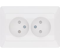 Двойная розетка TDM ELECTRIC 2П с защитными шторками 10А 250В белая "Ильмень" SQ1823-0015