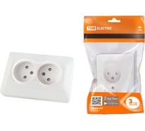 Двойная розетка TDM ELECTRIC 2П с защитными шторками 10А 250В белая "Ильмень" SQ1823-0015