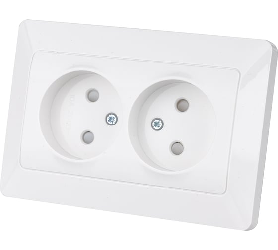 Двойная розетка TDM ELECTRIC 2П с защитными шторками 10А 250В белая "Ильмень" SQ1823-0015