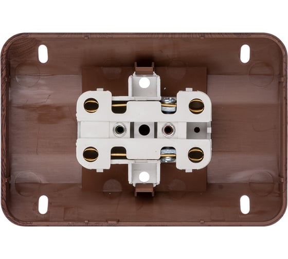 Двойная угловая розетка TDM ELECTRIC 2П открытой установки с защитными шторками IP20 250В 10А бук "Ладога" SQ1801-0342