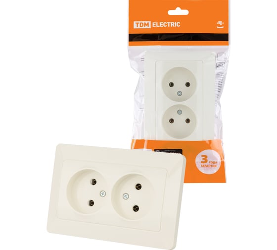 Двойная розетка TDM ELECTRIC 2П 10А 250В сл. кость "Ильмень" SQ1823-0111