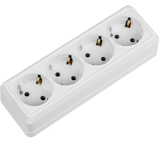 4-х местная горизонтальная розетка TDM ELECTRIC 2П+3 открытой установки IP20 16A белая "Ладога" SQ1801-0130