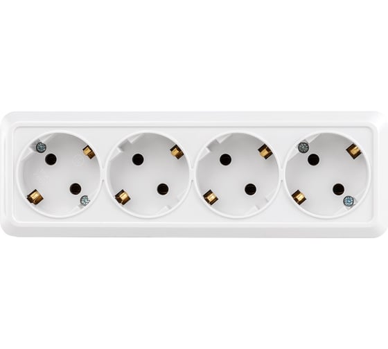 4-х местная горизонтальная розетка TDM ELECTRIC 2П+3 открытой установки IP20 16A белая "Ладога" SQ1801-0130