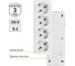 4-х местная горизонтальная розетка TDM ELECTRIC 2П+3 открытой установки IP20 16A белая "Ладога" SQ1801-0130 3