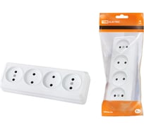 4-х местная горизонтальная розетка TDM ELECTRIC 2П открытой установки IP20 10A белая "Ладога" SQ1801-0128