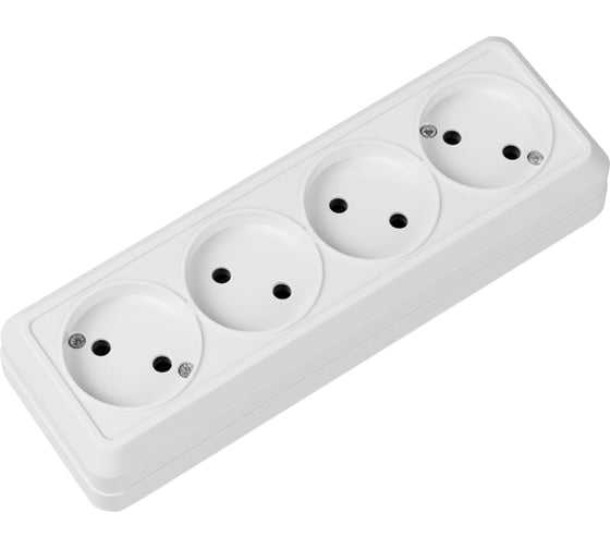 4-х местная горизонтальная розетка TDM ELECTRIC 2П открытой установки IP20 10A белая "Ладога" SQ1801-0128