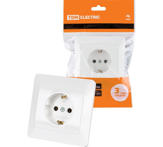 Розетка TDM ELECTRIC 2П+З 16А 250В белая "Ильмень" SQ1823-0010