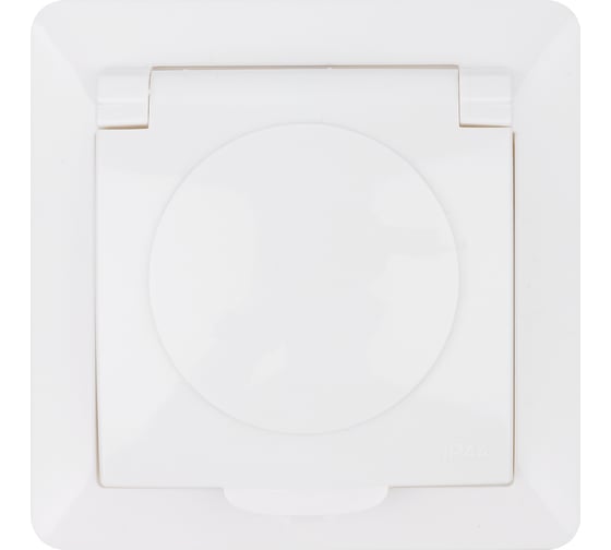 Розетка TDM ELECTRIC 2П+З с защитными шторками и крышкой 16А 250В IP44 белая "Ильмень" SQ1823-0017