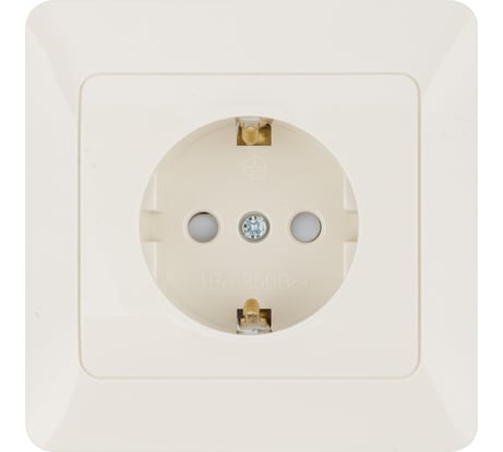 Розетка слоновая кость с защитными шторками с заземлением, 16А 250В серия "Ильмень" TDM ELECTRIC SQ1823-0114