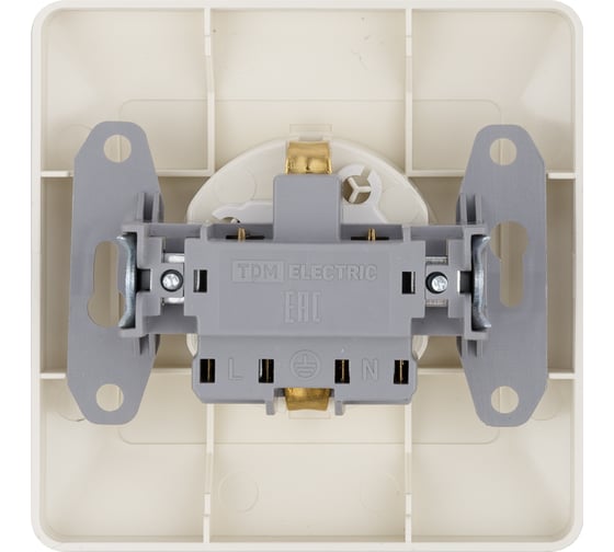 Розетка TDM ELECTRIC 2П+З с защитными шторками 16А 250В слоновая кость "Ильмень" SQ1823-0114