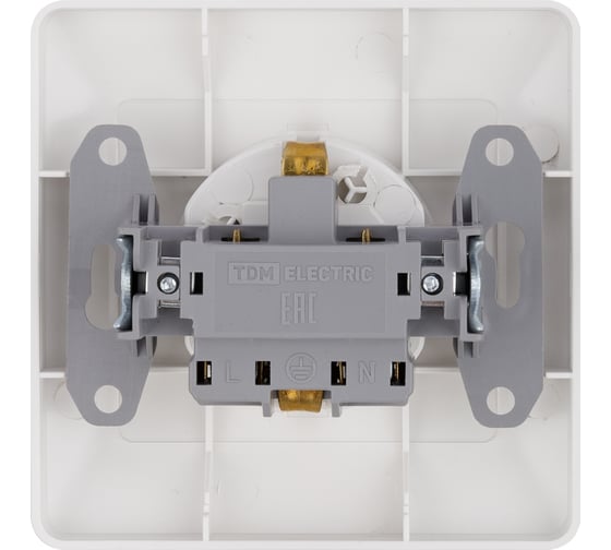 Розетка TDM ELECTRIC 2П+З с защитными шторками 16А 250В белая "Ильмень" SQ1823-0014