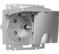 Двойная влагозащищенная розетка WERKEL W1172206 с заземлением с защитными крышками и шторками серебряный a057285