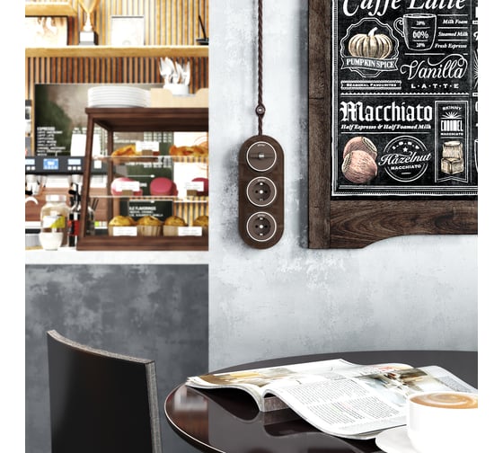Одноклавишный переключатель WERKEL W5812052/ Vintage (мокко матовый/хром) a055915