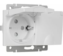 Двойная влагозащищенная розетка WERKEL W1172201 с зазем. с защит. крышками и шторками белый a057276
