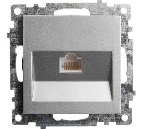 1-местная компьютерная розетка STEKKER RJ-45 (механизм), GLS00-7107-03, серия Катрин, серебро 39585