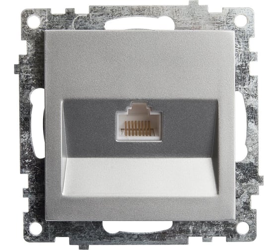 1-местная компьютерная розетка STEKKER RJ-45 (механизм), GLS00-7107-03, серия Катрин, серебро 39585