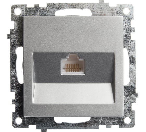 1-местная компьютерная розетка STEKKER RJ-45 (механизм), GLS00-7107-03, серия Катрин, серебро 39585