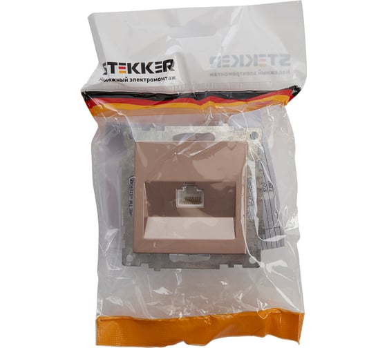 1-местная компьютерная розетка STEKKER RJ-45 (механизм), GLS00-7107-02, серия Катрин, шампань 39599