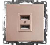 2-местная USB розетка (механизм) STEKKER GLS10-7115-02, 250B, 2,4А, серия Катрин, шампань 39602