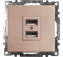 2-местная USB розетка (механизм) STEKKER GLS10-7115-02, 250B, 2,4А, серия Катрин, шампань 39602