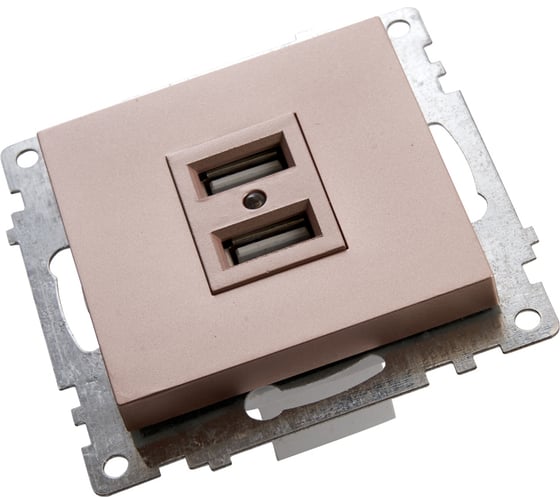2-местная USB розетка (механизм) STEKKER GLS10-7115-02, 250B, 2,4А, серия Катрин, шампань 39602