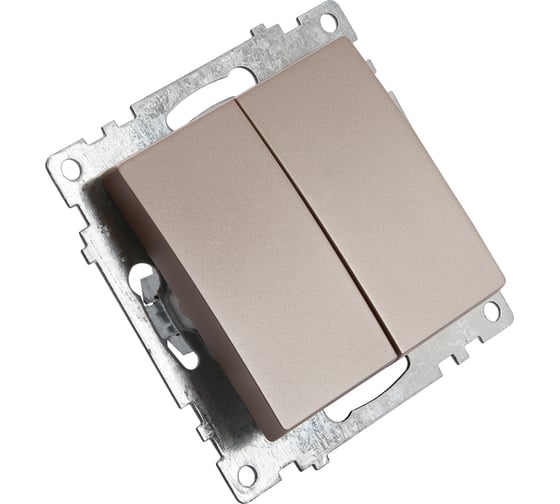 2-клавишный выключатель STEKKER (механизм), GLS10-7104-02, 250V, 10А, серия Катрин, шампань 39592
