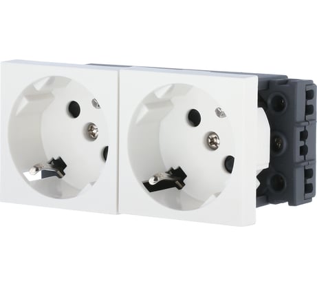 Розетка LK Studio с заземляющим контактом, двойная, под углом 45 градусов, белый, LK45 851704-1