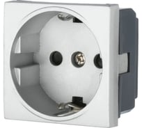 Розетка LK Studio с заземляющим контактом, со шторками, серебристый металлик, LK45 851403-1