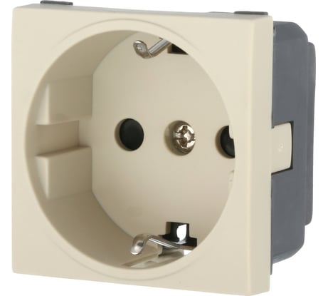 Розетка LK Studio с заземляющим контактом, со шторками, матовая поверхность, бежевый, LK45 851401-1