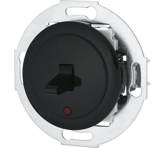 1-рычажковый переключатель LK Studio на 2 направления с индикатором (сх.6L) 16A 250B, черный, 880908-1 1