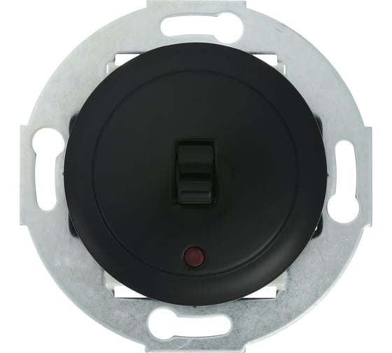 1-рычажковый переключатель LK Studio на 2 направления с индикатором (сх.6L) 16A 250B, черный, 880908-1