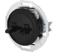 2-рычажковый переключатель LK Studio с двух мест (сх.6+6) 16 A. 250 B, черный, LK Vintage 882408-1