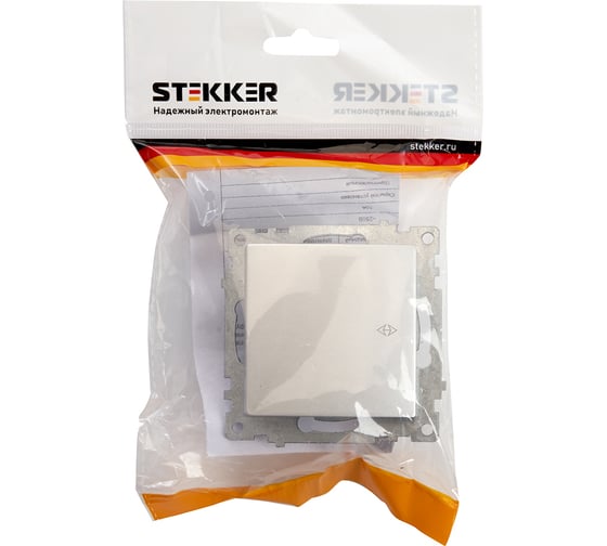 1-клавишный переключатель STEKKER (механизм), GLS10-7105-03, 250V, 10А, серия Катрин, серебро 39576