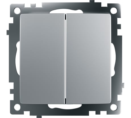 2-клавишный выключатель STEKKER (механизм), GLS10-7104-03, 250V, 10А, серия Катрин, серебро 39578