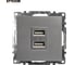2-местная USB розетка STEKKER (механизм), GLS10-7115-03, 250B, 2,4А, серия Катрин, серебро 39588 8