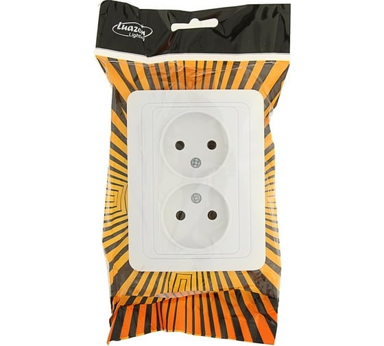 Двухместная розетка LUAZON Lighting "ЕКБ", 10 А, без з/к, белая 3092342