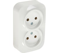 Двухместная розетка LUAZON Lighting "МСК", 10 А, без з/к, белая 3092302