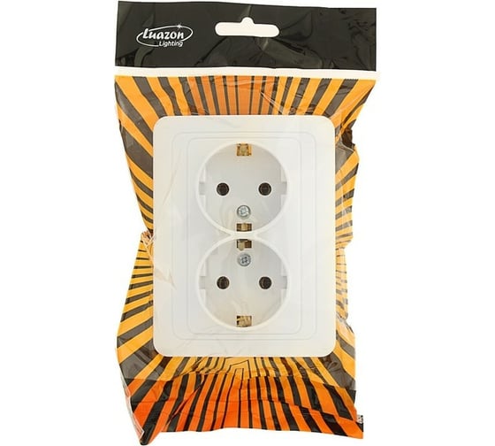 Двухместная розетка LUAZON Lighting "ЕКБ", 16 А, с з/к, белая 3092344