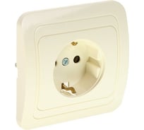 Одноместная розетка LUAZON Lighting "ЕКБ", 16 А, скрытая, с з/к, бежевая 3092339