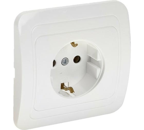 Одноместная розетка LUAZON Lighting "ЕКБ", 16 А, с з/к, белая 3092338
