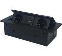 Горизонтальная выдвижная розетка ROCKETSOCKET 2 Euro 16A, USB type A+C с блоком 18W AM-ARL-2EU2AC-12