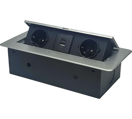 Горизонтальная выдвижная розетка ROCKETSOCKET 2 Euro 16A, USB type A+C с блоком 18W AMARL-2EU2AC-15 X972535534