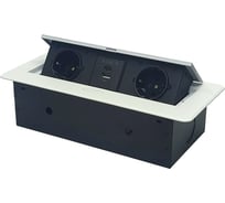 Горизонтальная выдвижная розетка ROCKETSOCKET 2 Euro 16A, USB type A+C с блоком 18W AM-ARL-2EU2AC-11