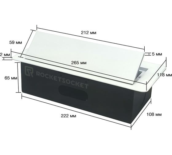 Горизонтальная выдвижная розетка ROCKETSOCKET 2 Euro 16A, USB type A+C с блоком 18W AM-ARL-2EU2AC-11